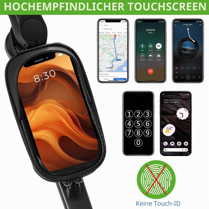 Wasserdicht Handyhalterung Fahrradtasche, Fahrradtasche Rahmen mit TPU-Touchscreen und Sonnenblende,