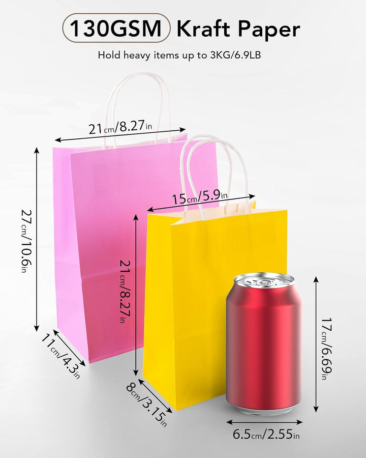 BESCOST Papiertüten, 40 Stück Geschenktüten, Kraftpapiertüten mit Henkel, 21 x 27 x 11cm, Geschenktü