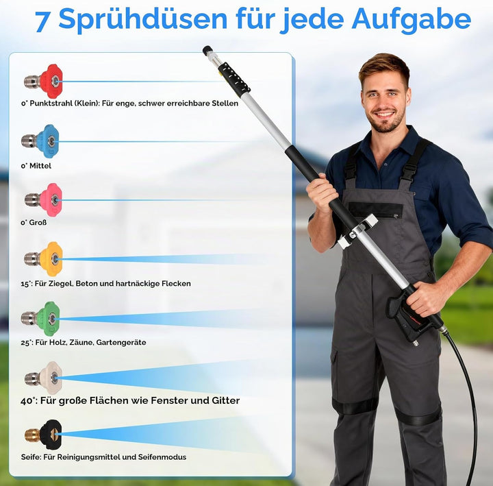 Teleskopstab für Hochdruckreiniger 730cm Schwarz, Schwarz