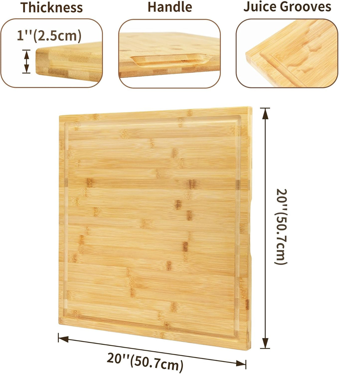 Utoplike Extra XL grosses Schneidebrett, Bambus-Schneidebretter aus Holz für Küche, Big Butcher Bloc