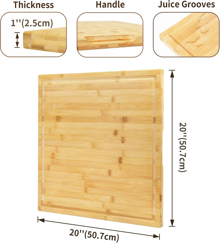 Utoplike Extra XL grosses Schneidebrett, Bambus-Schneidebretter aus Holz für Küche, Big Butcher Bloc