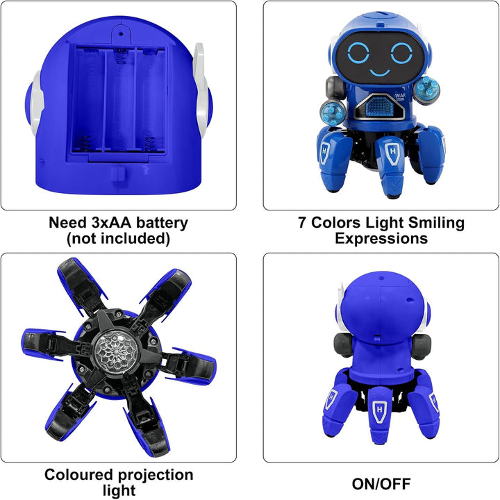 Kinder Roboter Spielzeug, Begleitroboter für Kinder, mit Bunter Lichtprojektion, Tanzen, Singen und