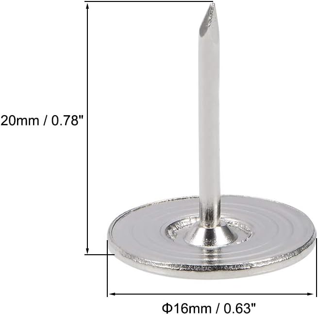 sourcing map 100Stk.Polsternagel 16mmx20mm Flachkopf Möbelnägel Silber, 16mmx20mm