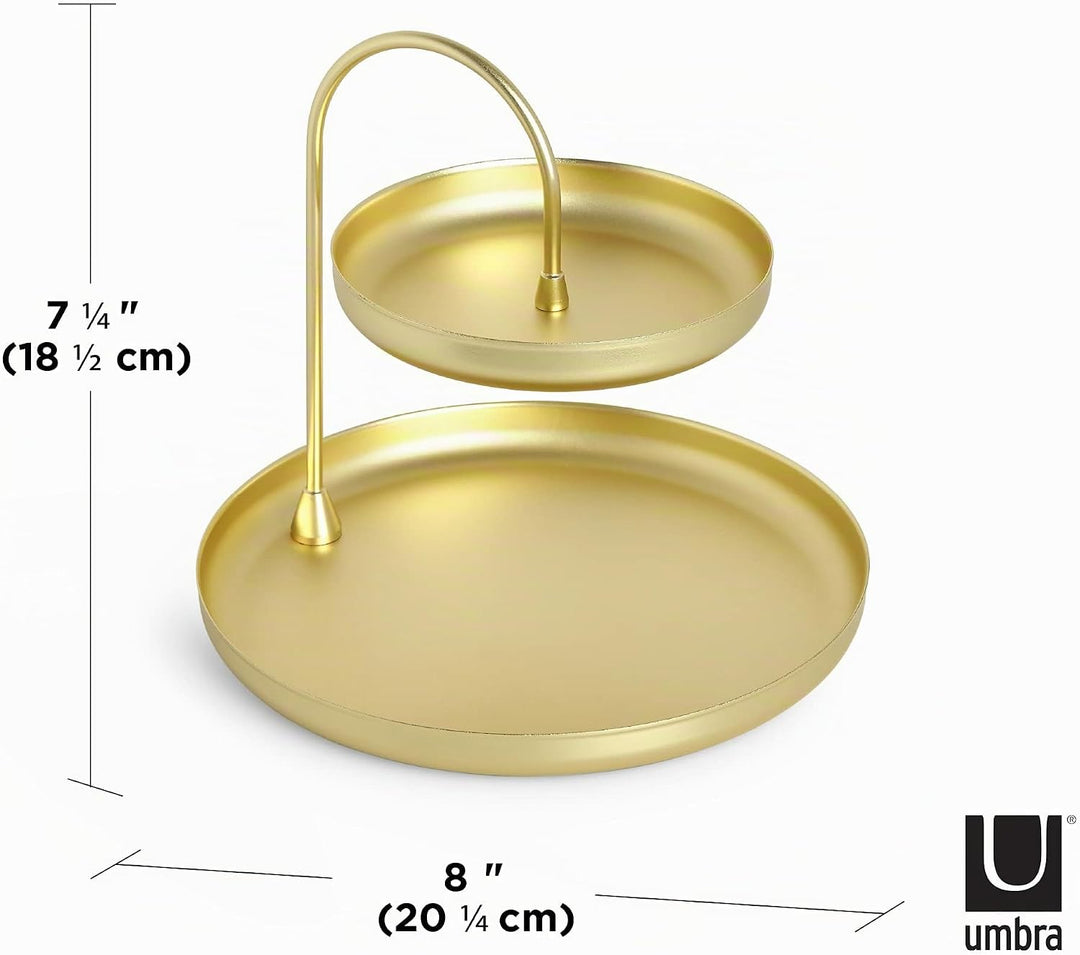 Umbra Poise Schmuckaufbewahrung – Elegante Doppelstöckige Ablage für Schmuck, Uhren, Accessoires, Br