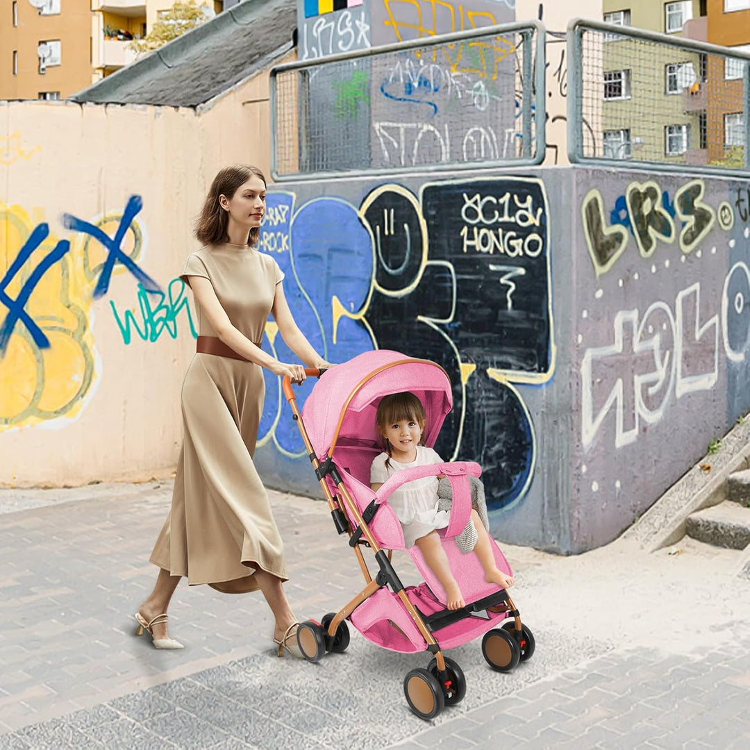 OHMG Kids Kinderwagen mit Babywanne, 2 in 1, ultrakompakt, Kompakter Buggy mit Schultergurt, 5-Punkt