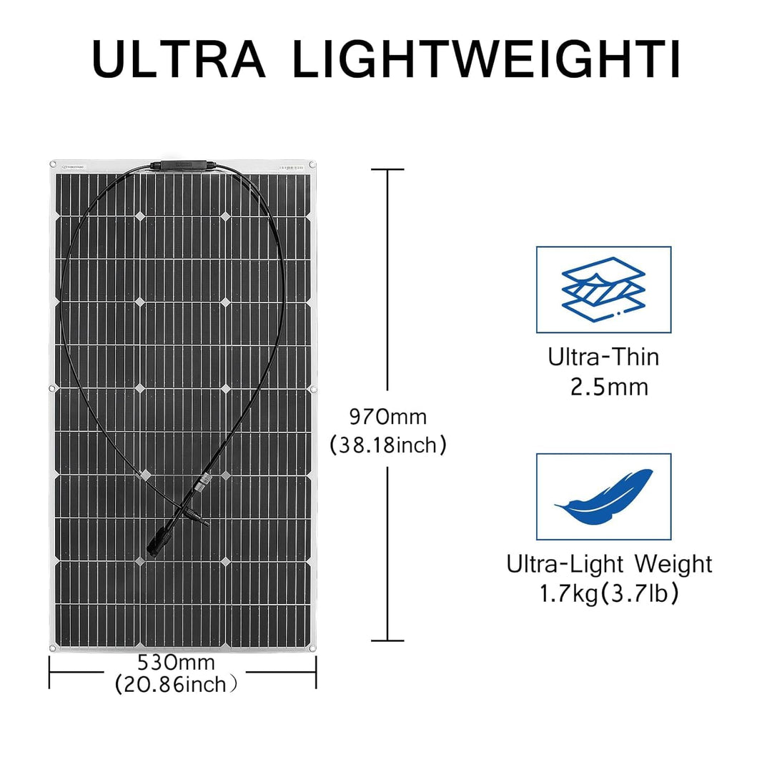 200W Flexibles Solarmodul Kit Set Solarpanel 2pcs 100W 18V Monokristalline Photovoltaikmodul 20A Con