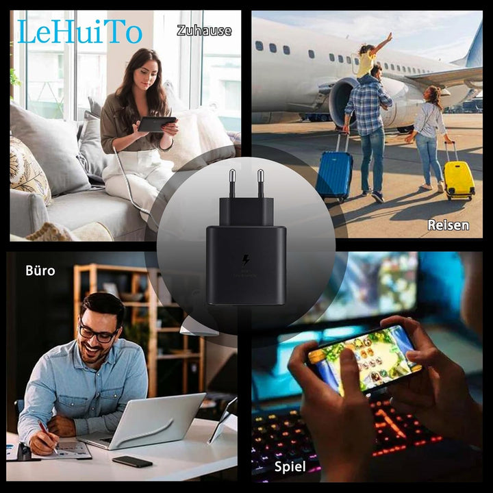 2 Pack 45W USB C Schnellladegerät mit 2m USB-C Schnellladekabel, PPS-Schnellladen Netzteil für Samsu