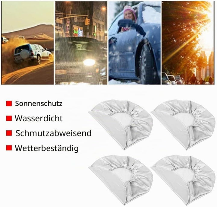 Kimiss 4 Stück 68,6-73,7 cm wetterfeste Reifenschutz Radreifen Silber Schutz Abdeckung für Auto SUV