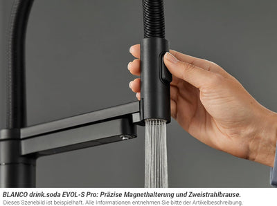 BLANCO drink.soda EVOL-S Pro schwarz matt | Multifunktionales Soda-Wassersystem | Gekühltes Wasser i