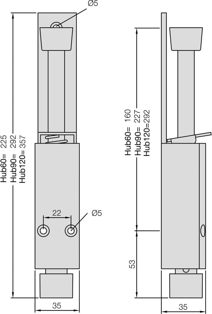 KWS 122272 1222, 35 x 225 mm, weiss Türfeststeller | Türstopper | Hub 60 mm 1 Stück, Aluminium (RAL