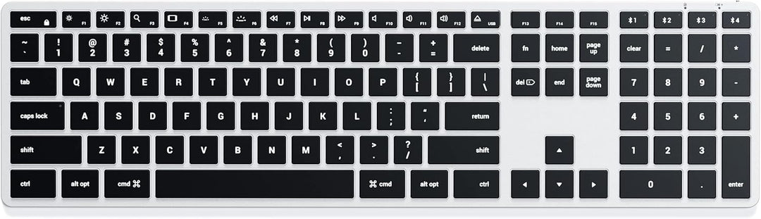 SATECHI Slim X3 Kabellose Bluetooth Tastatur - Hintergrundbeleuchtung & Ziffernblock – Multi-Device