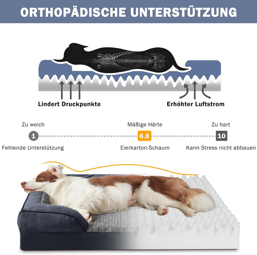 JOEJOY Mittelgross Orthopädisches Hundebett, mittelgrosses waschbares Katzenbett Hundekissen mit Wab