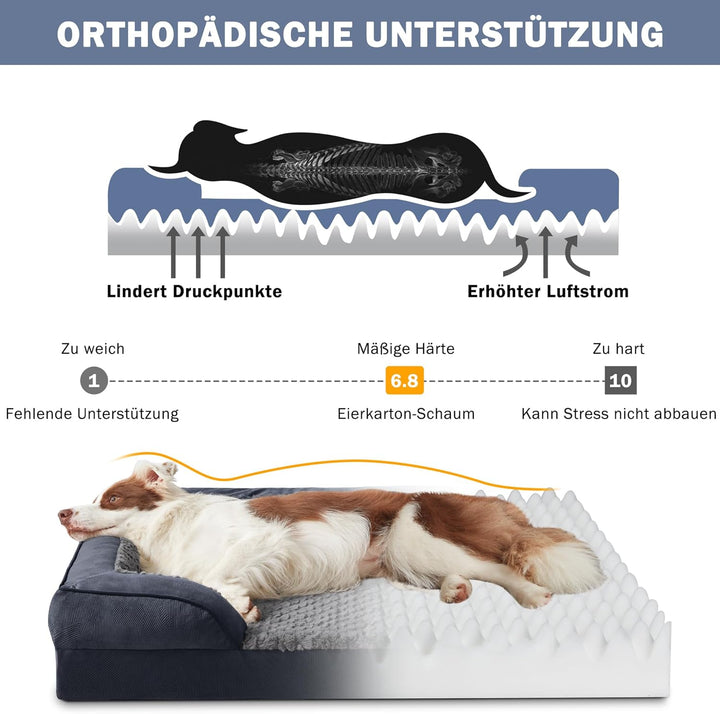 JOEJOY Mittelgross Orthopädisches Hundebett, mittelgrosses waschbares Katzenbett Hundekissen mit Wab