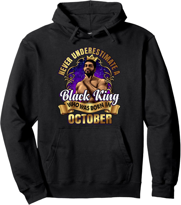 Black King Geburtstag Oktober Bart Krone Ehemann Sohn Dad Pullover Hoodie