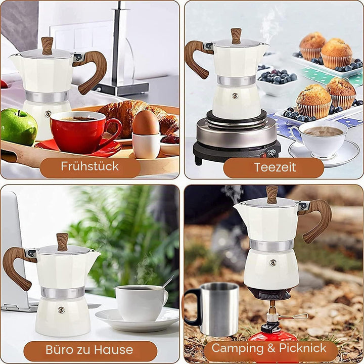 Espressokocher für den Herd, 3 Espressotassen, Mokkakanne – 142 ml, manuelle kubanische Kaffee-Perko