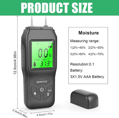 Feuchtigkeitsmessgerät: Pin-Typ Holzfeuchtemessgerät mit LCD-Display, Hohe Genauigkeit Digitale Mois