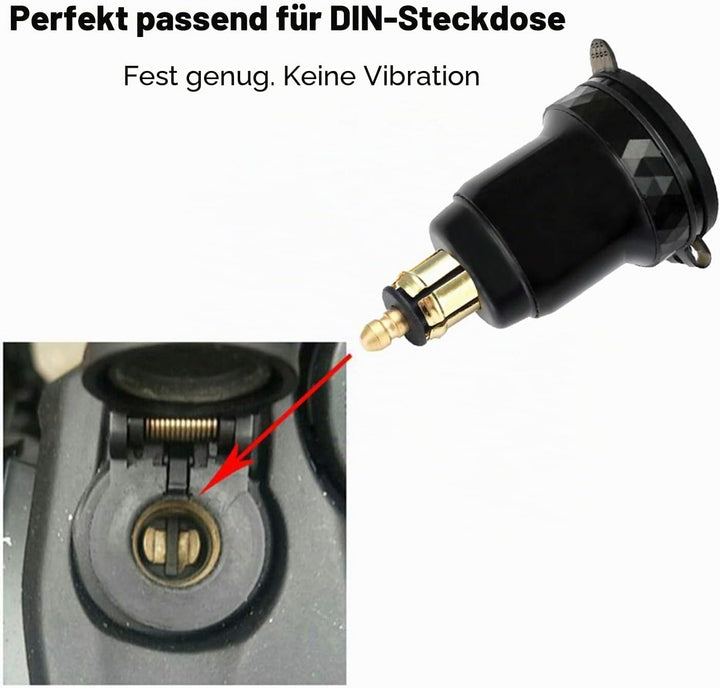 DIN Powerlet Stecker auf Dual Quick Charge 3.0 USB Ladeadapter mit Voltmeter und Schalter für Motorr