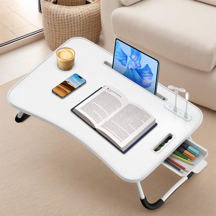 Klappbarer Laptop-Schreibtisch 60x40cm – Leichter, Multifunktionaler Bett Schreibtisch mit Kartensch