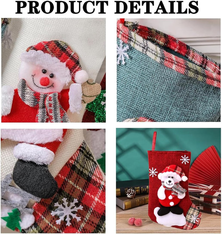 Nikolausstrumpf Kinder 4er Set, Weihnachten Geschenktasche Personalisierte Xmas Socken, Rot Nikolaus