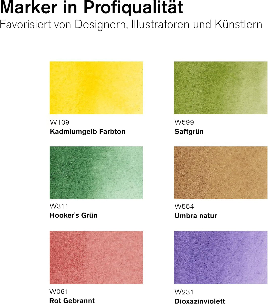 Winsor & Newton 0290169 ProMarker Aquarellmarker - 2 Spitzen, Pinsel- und feiner Spitze, lichtecht,