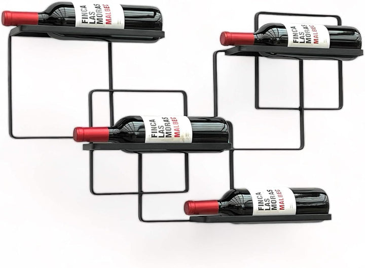 DanDiBo Weinregal Wand Metall Schwarz Wine Line Flaschenregal Flaschenständer Flaschenhalter für 4 F