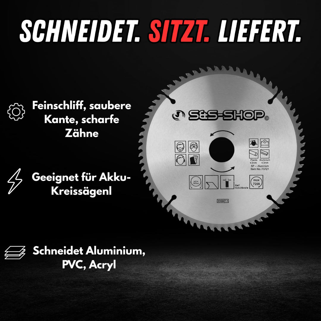 Kreissägeblatt für Aluminium oder Kunststoff – Ø 350 x 30 mm / 100 Zähne | Handkreissäge | HM – Hart