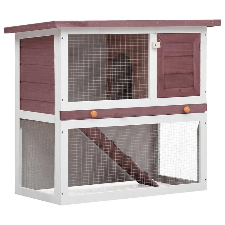 vidaXL Holz Kaninchenstall 1 Tür Braun Hasenstall Kaninchenkäfig Hasenkäfig Braun und Weiss, Braun u