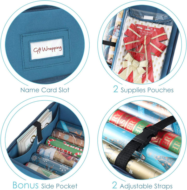 Hearth & Harbor Luxus Weihnachten Organizer Geschenkpapier Rollen Bettbehälter Aufbewahrungsbox für