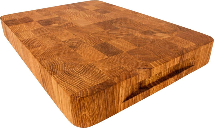 EFO Schneidebrett Holz 40x30x4 cm | Stirnholz Küchenbrett aus Eiche –messerschonend und langlebig |
