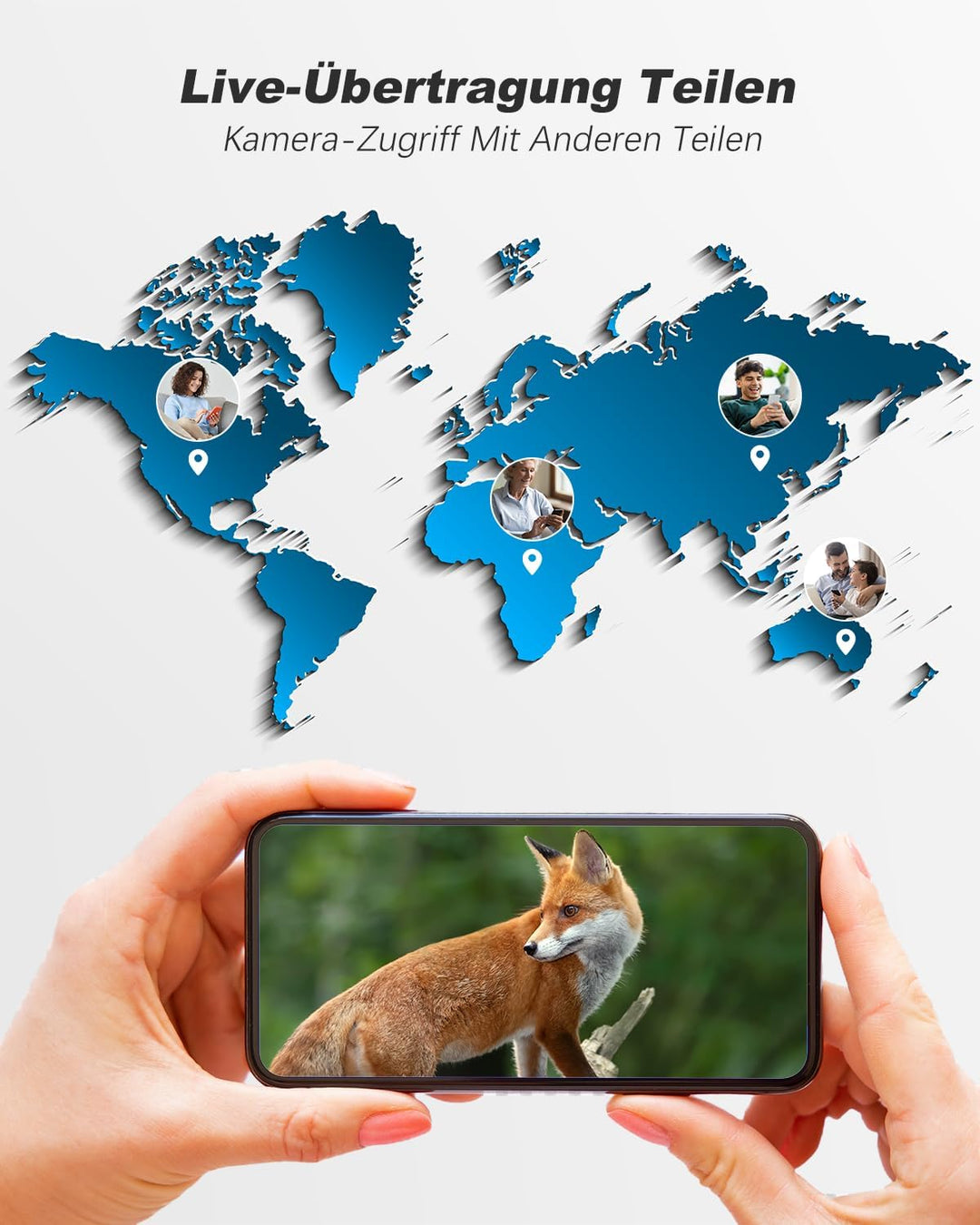 Xega 4G LTE Wildkamera Solar Akku mit SIM Karte,Überwachungskamera mit Live App Farb-Nachtsicht, 2K