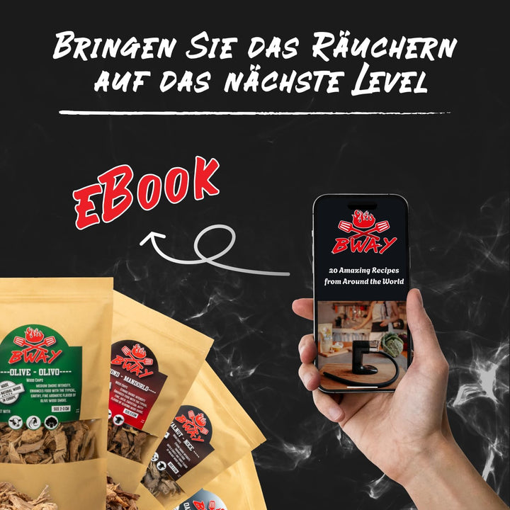 6 x Grill Räucherchips Pack - BBQ Räucherholz - Olive, Orange, Mandel, Zitronen, Walnuss und Eiche R