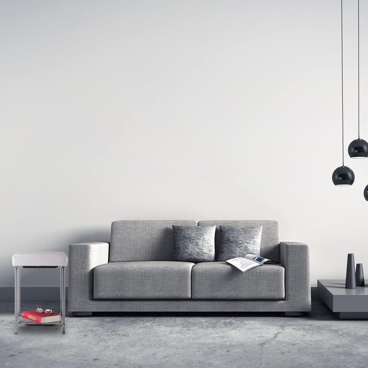 Relaxdays, weiss Hocker gepolstert, Kleiner Sitzhocker, Quadratisch, Polsterhocker mit Ablage, Badho