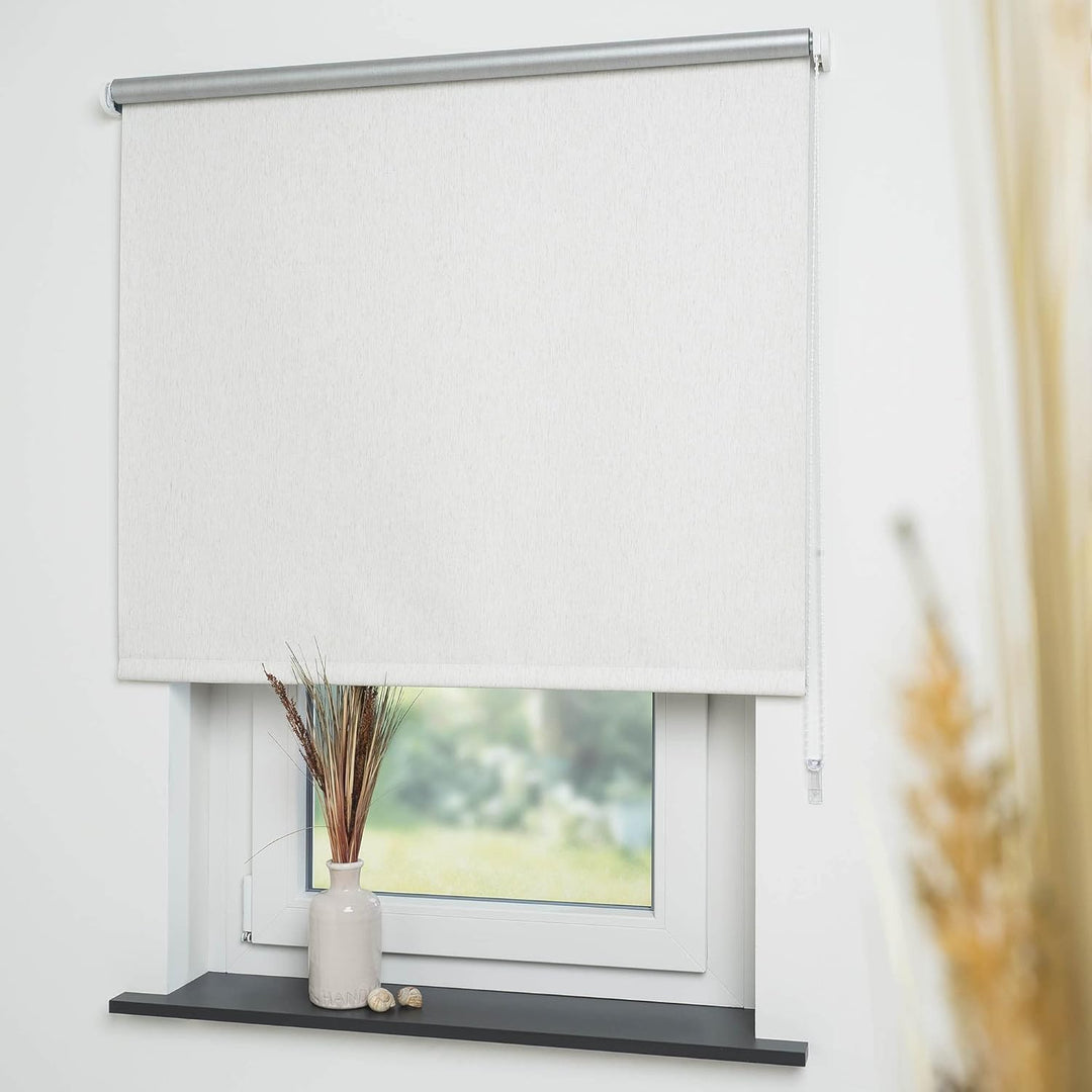 Liedeco® Rollo, Fenster Rollo, Kettenzug-Rollo / 162 x 180 cm (Breite x Höhe), leinen Silber/Thermo-
