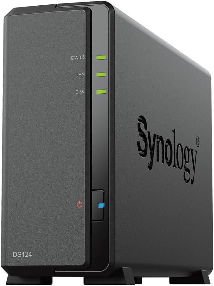 Synology DS124 16TB 1 Bay NAS-Lösung installiert mit 1 x 16TB HAT3300-Laufwerken DS124 with 1x 16 TB