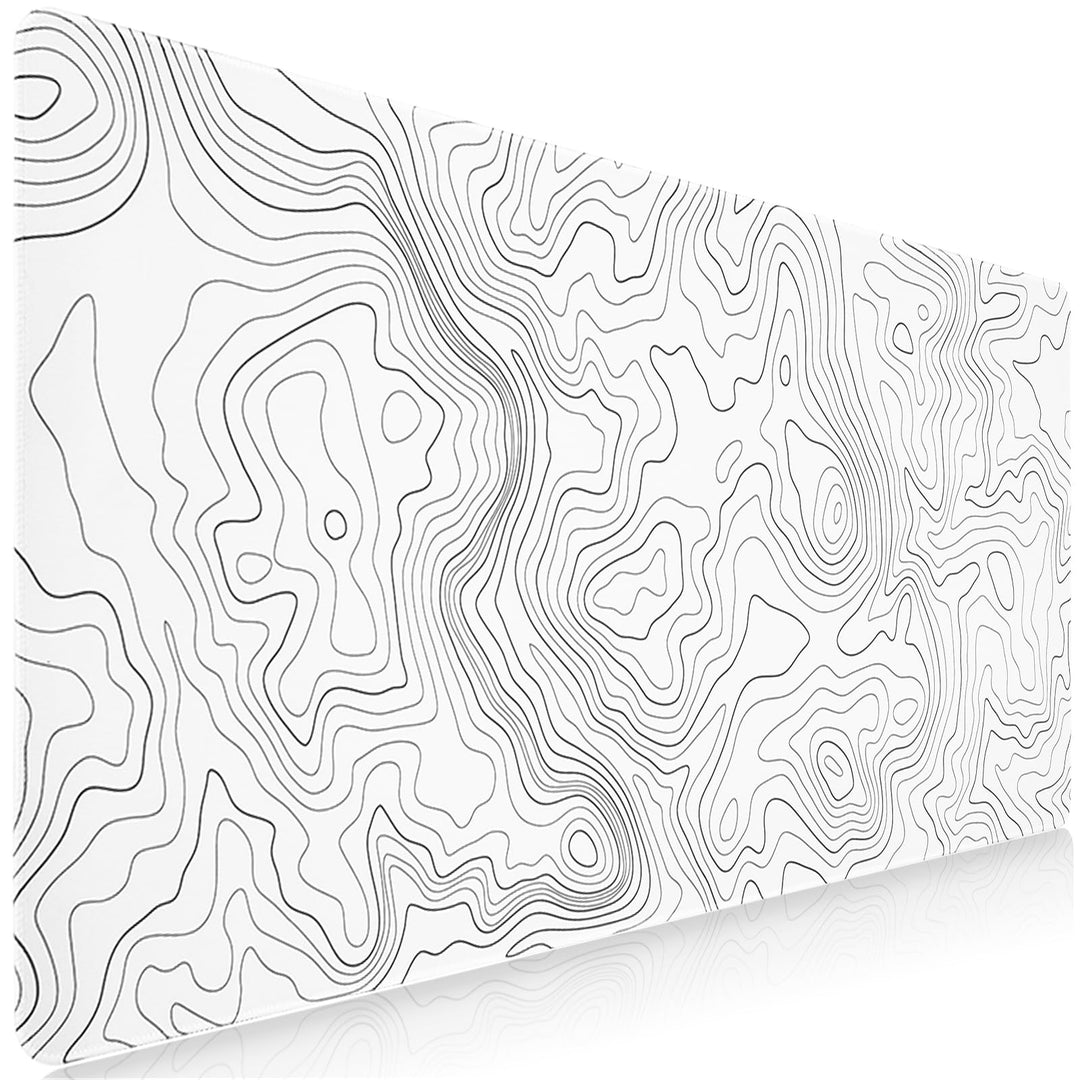 Weiss Gaming Mauspad,900x400mm Gross Kunstlinie Mausmatte,Tischunterlage mit doppelt vernähten Kante
