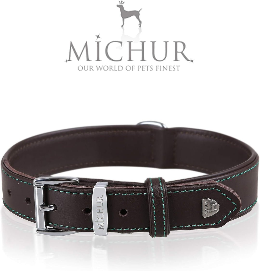 MICHUR Classica Hundehalsband Leder, Lederhalsband Hund, Halsband, Braun, Leder, in verschiedenen Gr