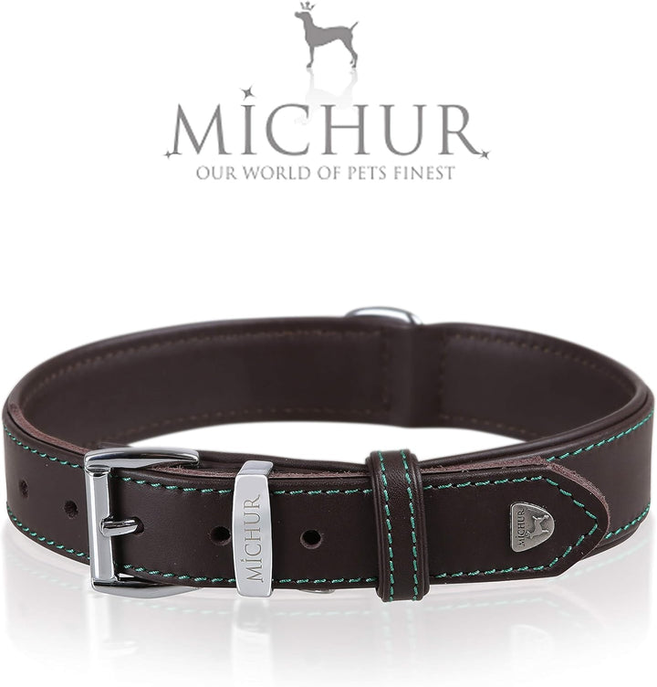 MICHUR Classica Hundehalsband Leder, Lederhalsband Hund, Halsband, Braun, Leder, in verschiedenen Gr