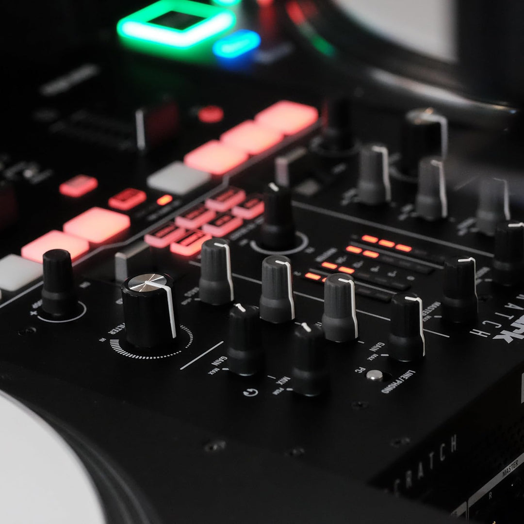 Numark Scratch - Zweikanal DJ Scratch Mixer mit Serato DJ Pro, Innofader Crossfader, DVS-Lizenz, 6 D