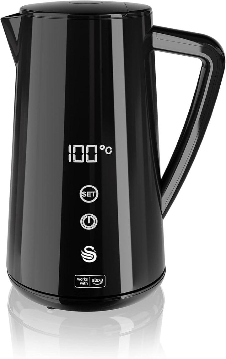 Swan Alexa Elektrisch Wasserkocher WIFI Smart Kettle 1,5L, Kabellos, LED-Touchscreen, Warmhaltefunkt