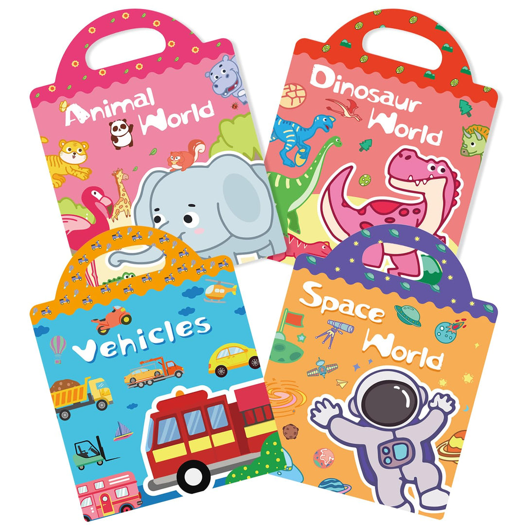 GUYUCOM Sticker Set 4 Stück - Wiederverwendbares Stickerbuch für Mädchen ab 2 Jahre, 3D Aufkleber Th