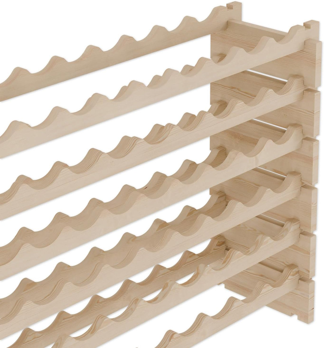 Lenmar RW-STK Weinregal aus Holz, 48-60 Flaschen Kapazität, 6 Ebenen, Farbe Beige, ideal für den Kel