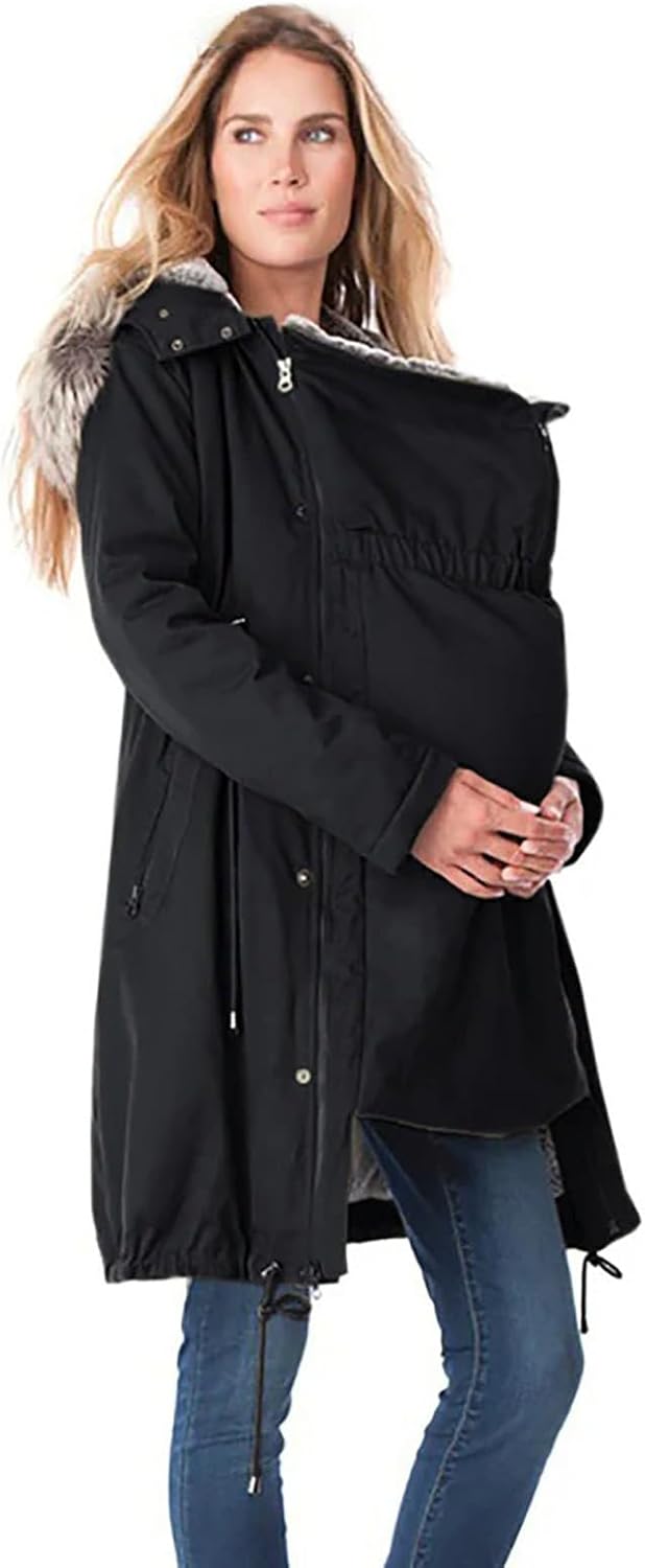 Generisch Winterjacke Damen Lang Warm Baumwolljacke Tragejacke Winter 3 In 1 Schwangerschaftsjacke M