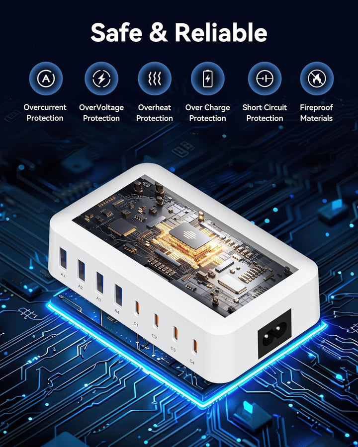 200W USB C Ladegerät Mehrfach – 8-Port USB C Netzteil, USB Ladestation mit LCD Bildschirm, PD 65W Sc