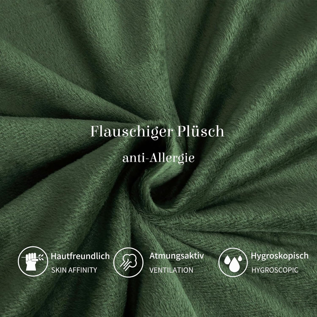 Boqingzhu Plüsch Bettwäsche 200×220cm Biber Grün Salbeigrün Grau Flanell Winter Warm Kuschelig Flaus