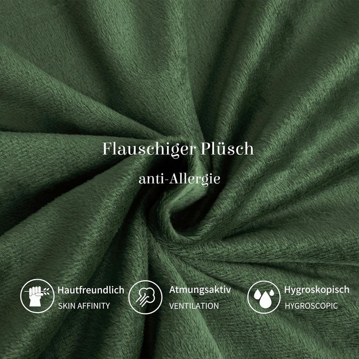 Boqingzhu Plüsch Bettwäsche 200×220cm Biber Grün Salbeigrün Grau Flanell Winter Warm Kuschelig Flaus