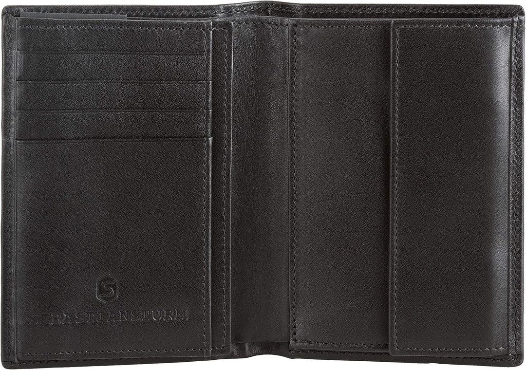 Sebastian Sturm Geldbörse Paul | Echtes Holz und Leder in Schwarz | Portemonnaie Brieftasche Geldbeu