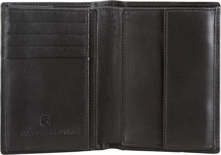 Sebastian Sturm Geldbörse Paul | Echtes Holz und Leder in Schwarz | Portemonnaie Brieftasche Geldbeu