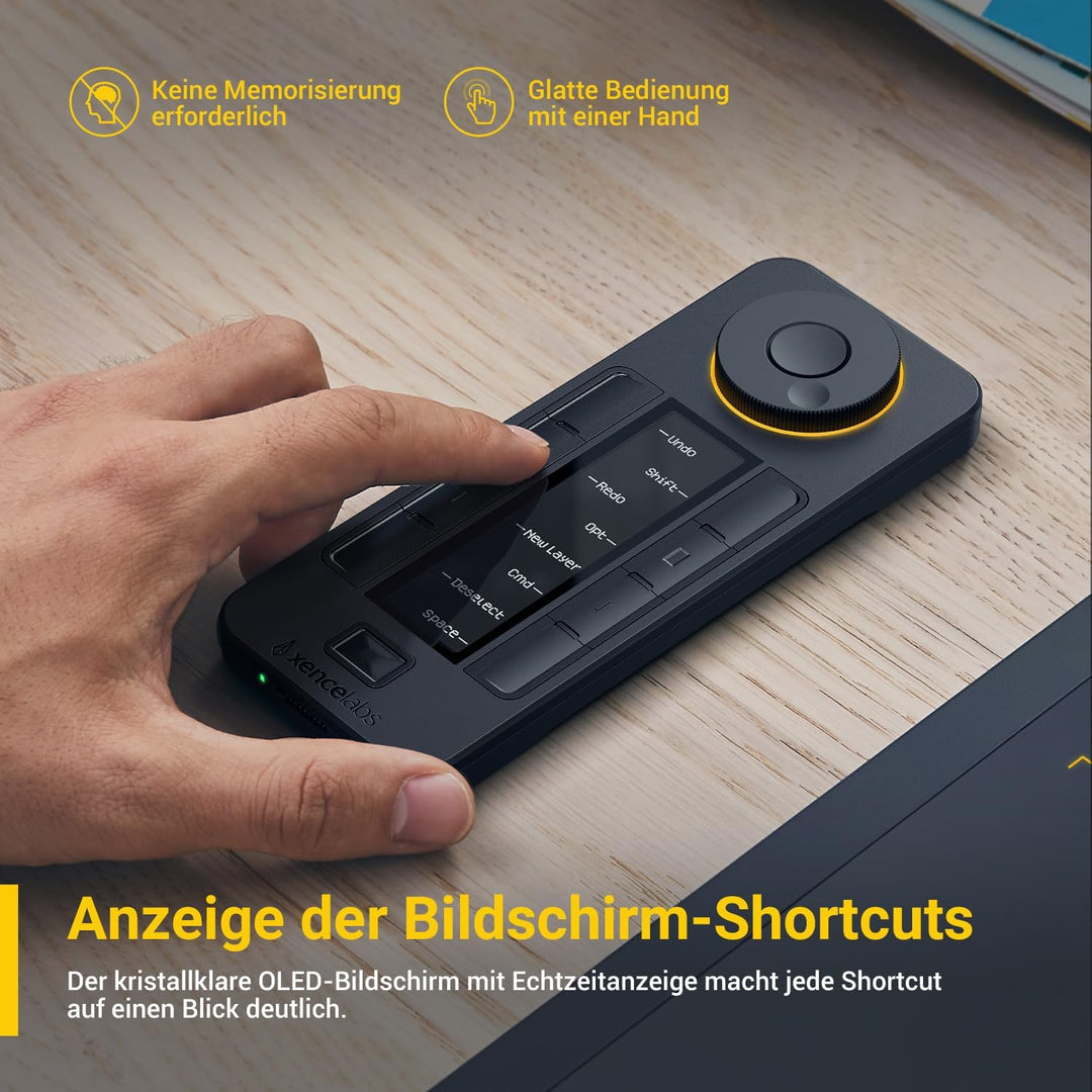 Xencelabs Quick Keys Fernbedienung mit Display für Grafiktablett, Zeichentablett, Wireless Hotkeys S