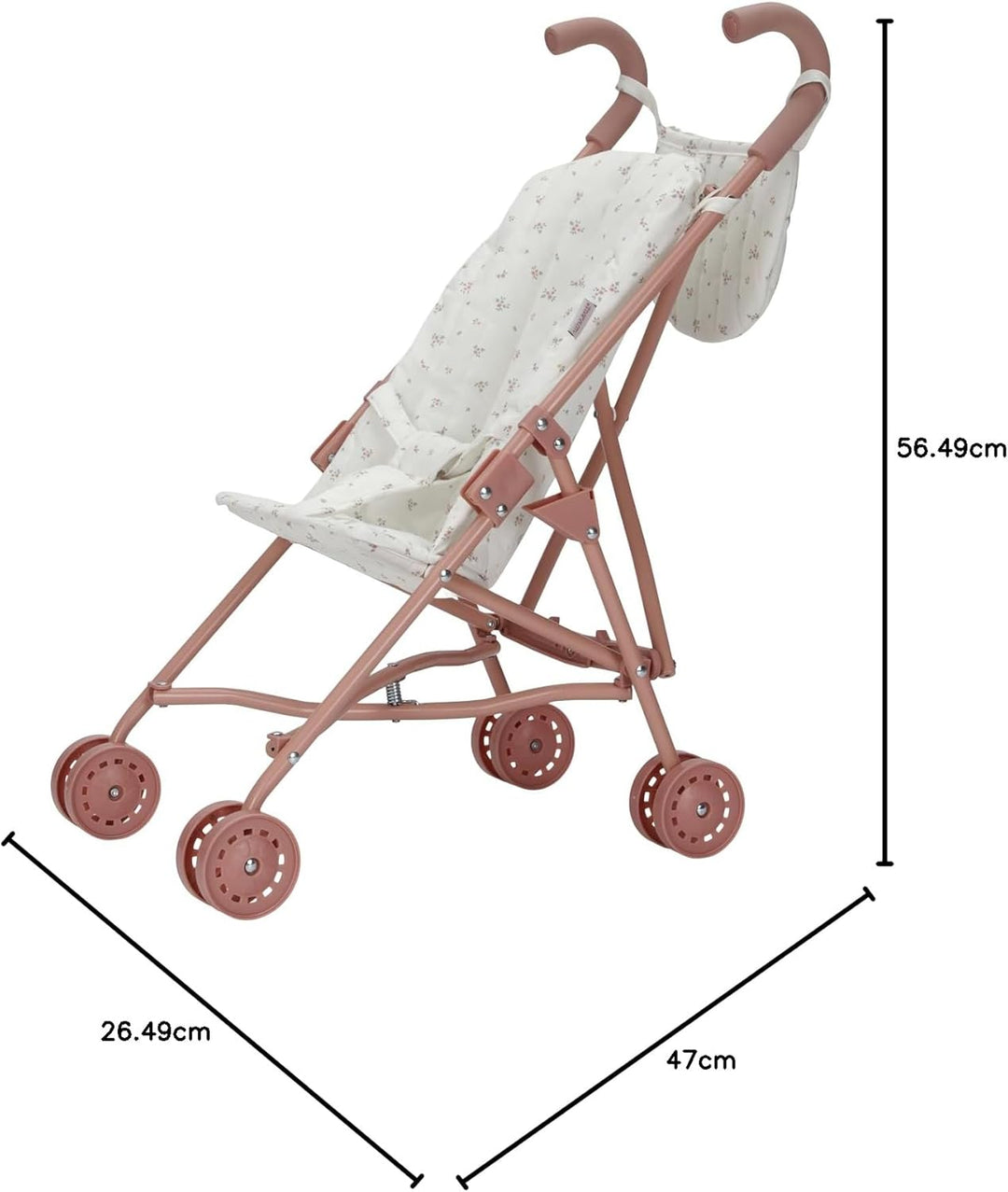 Little Dutch 4584 Puppenbuggy klappbar aus Metall mit Soft-Griffen und Buggytasche - für Puppen von