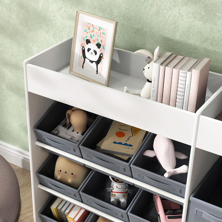 AIYAPLAY Kinderregal mit 11 Aufbewahrungsboxen Bücherregal für Kinder Spielzeug-Organizer Kinderzimm